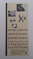 Affiche pour l'exposition <em><strong>x3</strong></em> , au Musée Ianchelevici (La Louviére) , du 22 janvier au 19 février 1995